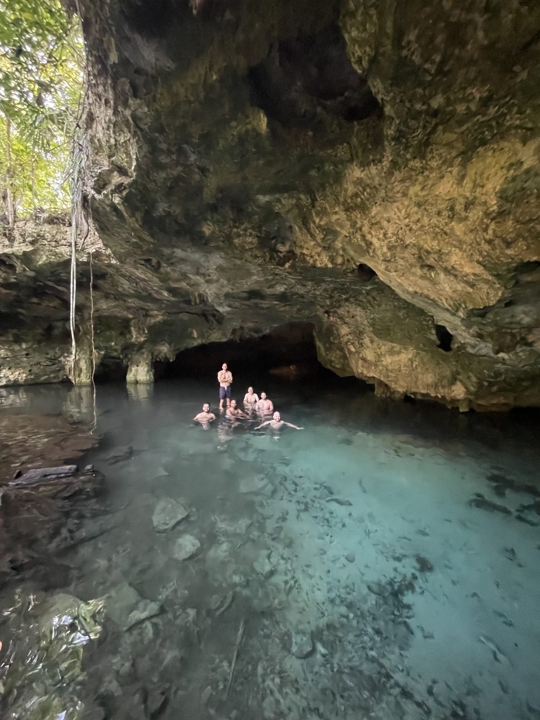 Cenote cave and clear water near Playa del Carmen, Mexico